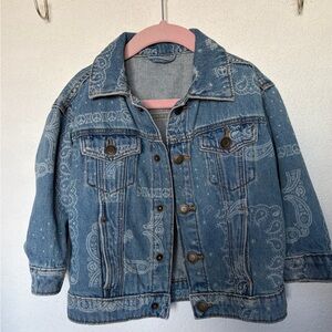 Children's Blue Denim Jacket with Paisley Design